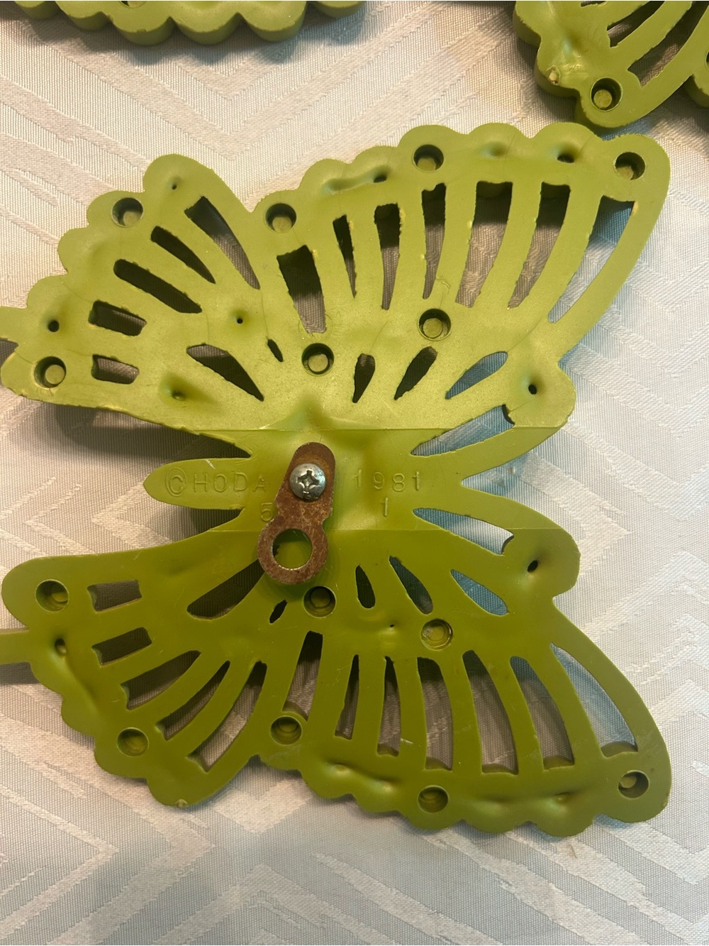 Vintage Olive Green Burwood Butterflies - Picture 4 of 5